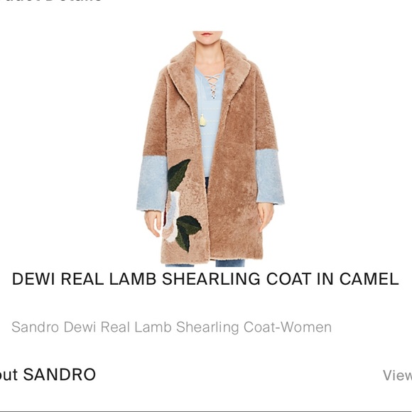 SANDRO PARIS NWT! DEWI LAMBSKIN SHEARLING TEDDY BR COAT-CAMEL.SZ 1 RETAIL $2390 - Picture 2 of 10